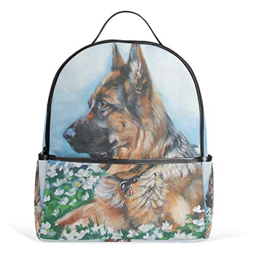 Eslifey Deutscher Schäferhund, Liebe mit weißen Lilien, Büchertasche, Schultasche, Tagesrucksack für Studenten Cover