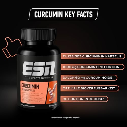 ESN Kurkuma Kapseln, 60 Kapseln, 1000 mg Curcumin pro Portion, aus patentiertem NovaSOL, 185 x höhere Bioverfügbarkeit durch flüssige Form, vegan 3