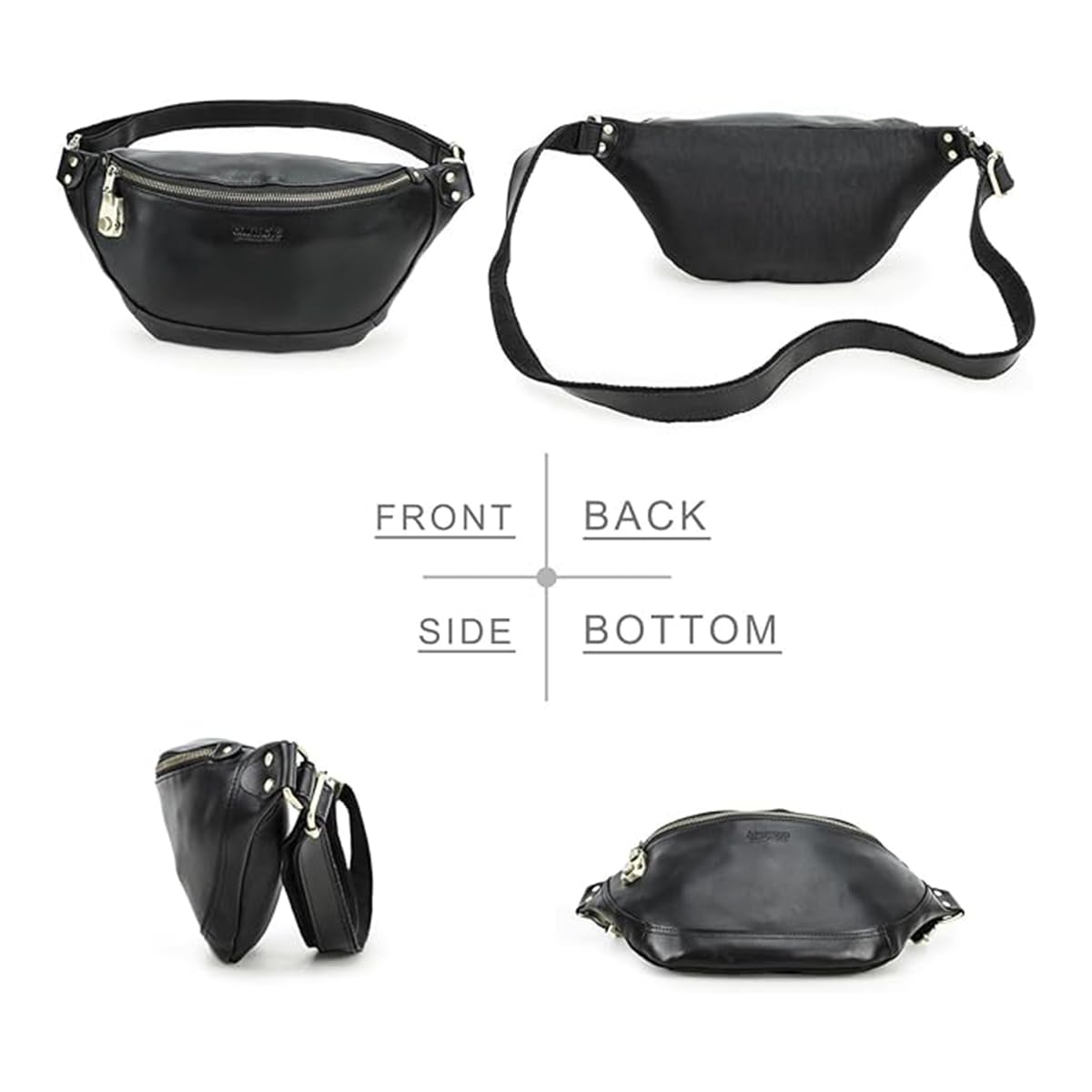 Hombre Bolsa de Pecho Bandolera de Cuero Genuino, Vintage Riñonera con Cinturón Ajustable y Cierre Antirrobo, Mochila Hombro Informal Bolsa de Cintura para Viajes Ciclismo Senderismo
