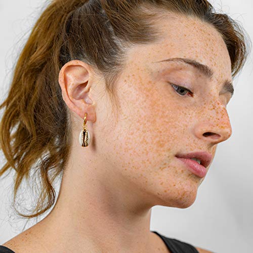 Columbus 14K Gold Plated Charm Huggie Hoop Earrings - Butterfly Earrings - Pearl Drops - Cowry Shell Dangle Earrings Heart Charm Huggies for Women2