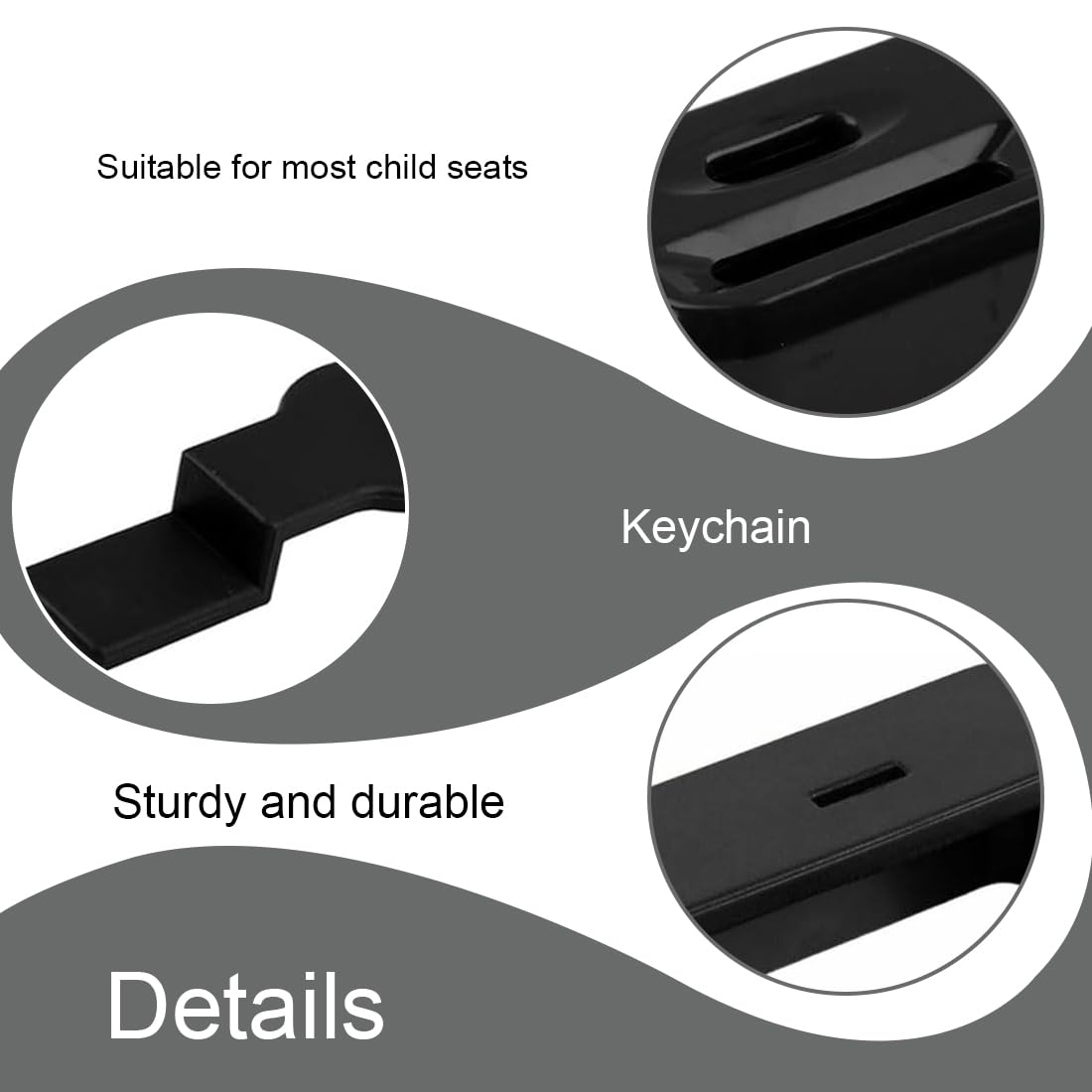 2 Piezas Auto BeltLock Bloqueo de Cinturón de Seguridad para Niños y Bebés en Silla de Auto (Negro)