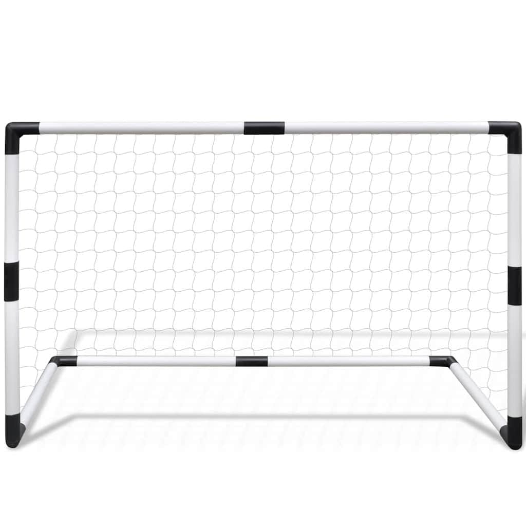 Set di 2 mini porte da calcio in plastica e rete in poliestere, 91,5 x 48 x 61 cm, per bambini, con ganci a terra per il fissaggio, facile da montare