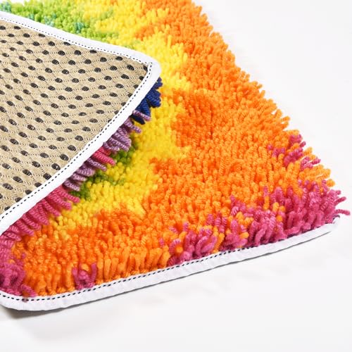 Image of kingsea Latch Hook Kits DIY Crochet Needlework Crafts Color Printed Rug Cover Cushion Carpet, Latch Hook Kits for Adults Teen Home Decoration, Rainbow Roll - 20 inchX 15 inch