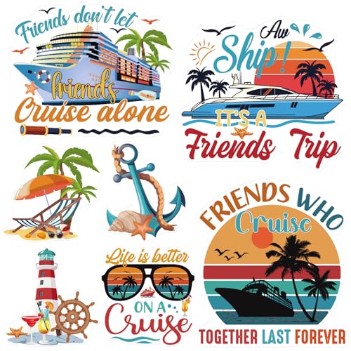 Image of Dazoratix Cruise Door Magnets Decorations - 7 Pcs Retro Friends Trip Magnetic Stickers Ship Cabin Sea Navigation Anchor Stateroom Accessories Summer Carnival Party Fridge Refrigerator Garage Car Decor