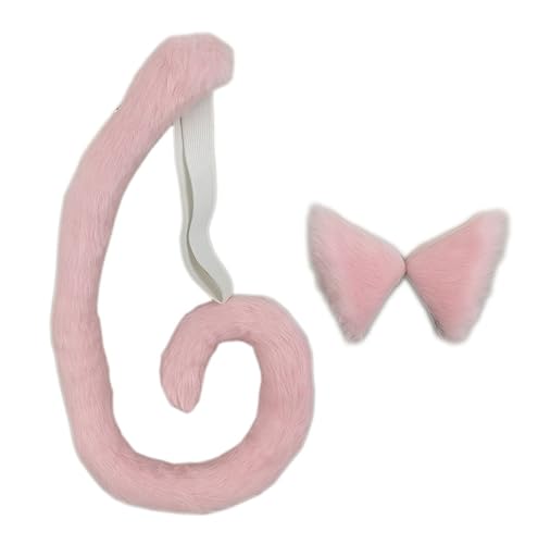 Miniatura 10 de Happylifehere juego de disfraz de orejas y cola de gato de pelo para fiesta de Halloween y para Cosplay Anaranjado Amarillo