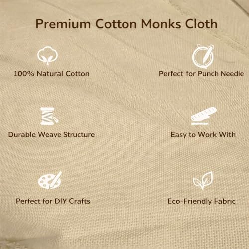 Image of Punch Needle Base Fabric, Monks Cloth, Canvas Style Material for Rug Tufting, Embroidery & DIY Craft Use (5 M)