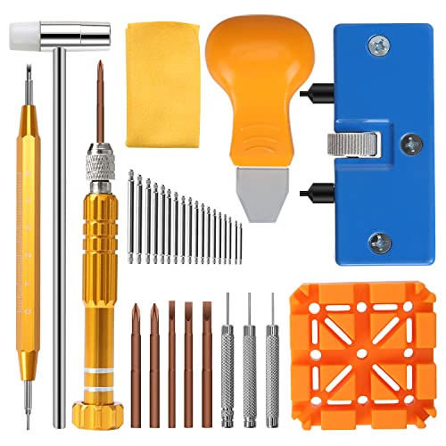 Image of Watch Repair Kit, Professional Watch Battery Replacement Tool Watchband Link & Back Remover Spring Bar Repairing Tool Kit (122)