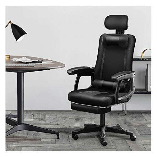 Silla ergonómica de Oficina para Juegos en casa con reposacabezas y reposapiés de Malla Transpirable y Agradable para la Piel, con Respaldo Alto, giratoria para Mujeres y Hombres (Rojo, Naranja y neg