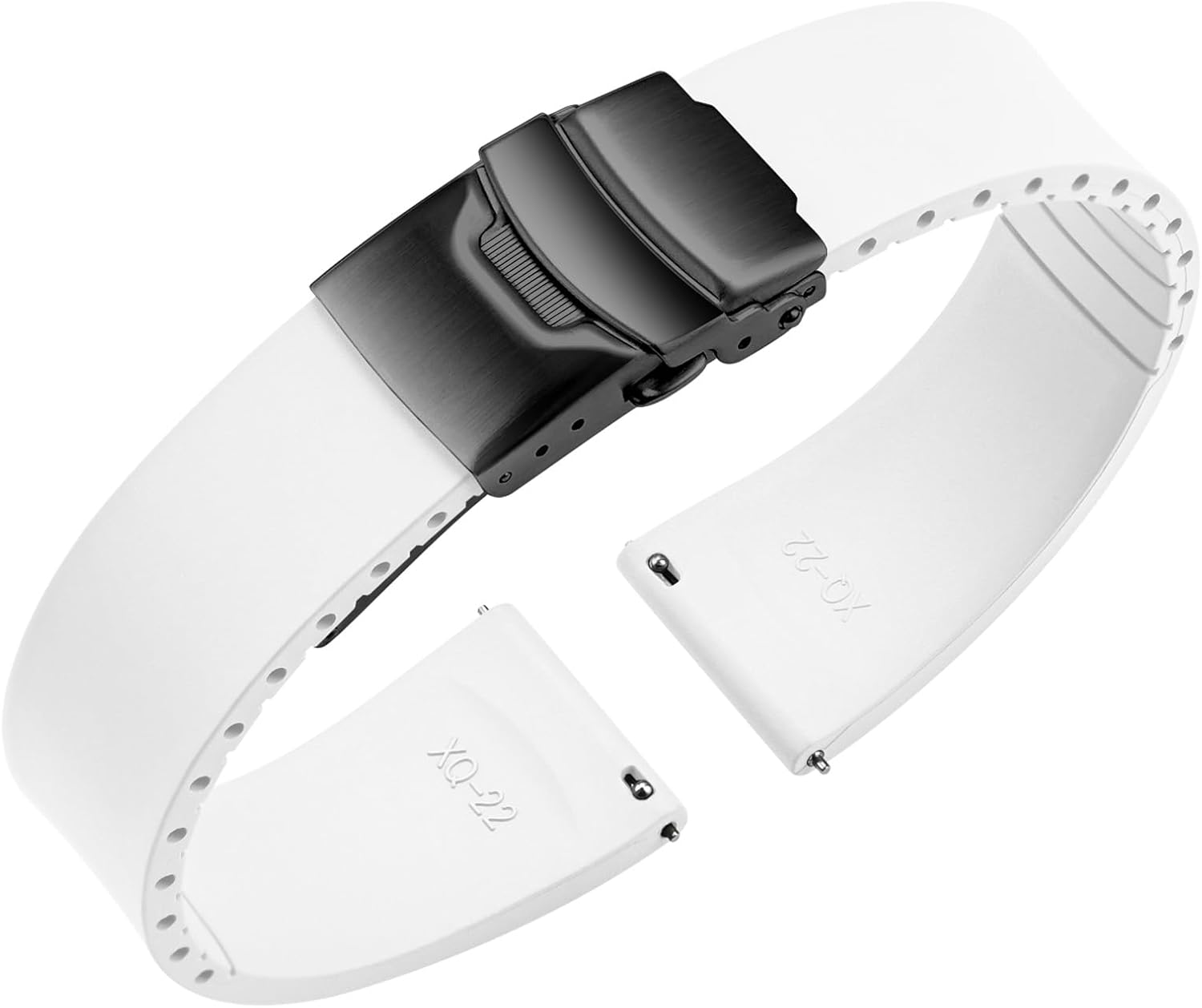 ULLCHRO Fluororubber Watch Strap - Fast Release Cut-to-Size 18mm 19mm 20mm 21mm 22mm FKM Rubber Watch Band with Buckle Soft Universal Waterproof Replacement Band Strap for Men Women