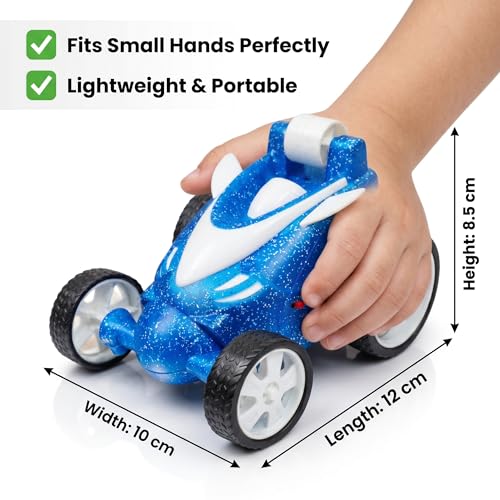 Image of SMART BOY Remote Control Stunt Car with Smoke Mist & Music for Kids Boys & Gils, Glitter Finish RC Car, 360 Rotation Drift, Rechargeable Battery, Anti-Skid Rubber Tires, Indoor Outdoor 379SMBLUE