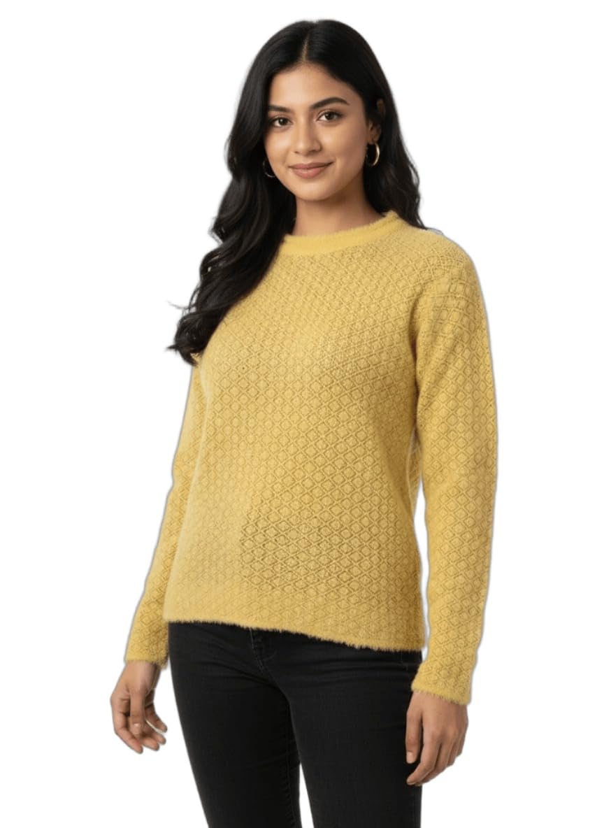 straus VAX VAX Women Premium Hair Yarn Round Neck Sweater | Soft Self-Design Full Sleeve | Warm Winter Wear Pullover-picture-13