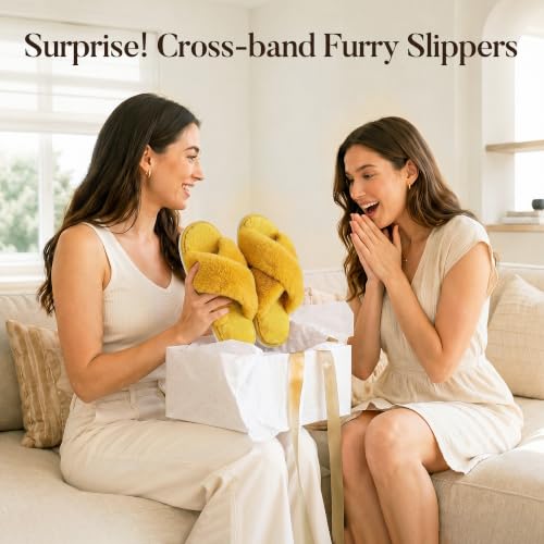 Image of Ankis Women's Fuzzy Slippers Cross Band Memory Foam Open Toe Comfy Soft House Shoes Anti-Slip Indoor Outdoor Gifts for Women