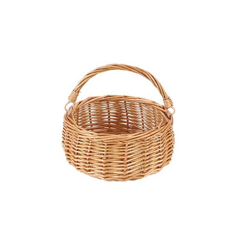 Small Gift Wicker Picnic Basket with Handle Willow Flower Girl Basket for WeddingsGarden and Home Decor -Wicker Storage Basket-Natural