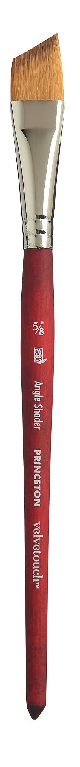 Princeton Velvetouch Artiste, Mixed-Media Brush for Acrylic Watercolor & Oil, Series 3950 Angle Shader Luxury Synthetic, Size 5/8