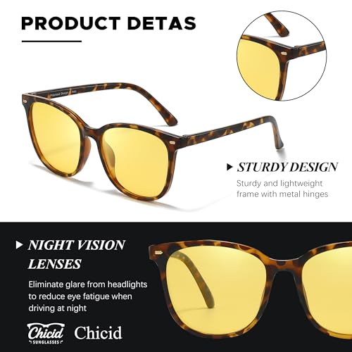 Chicid Polarized Night Vision Driving Glasses for Womens, Anti Glare Yellow Lens Nighttime Glasses4