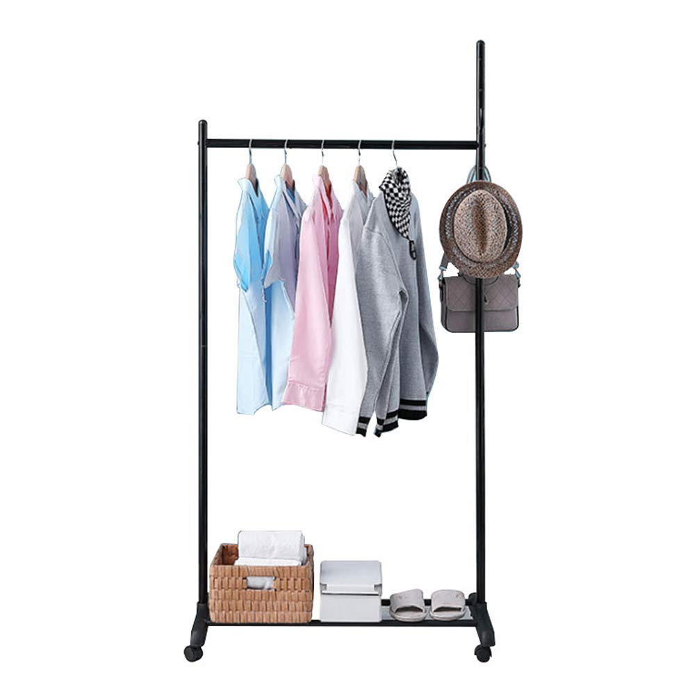 Buy Bigzzia Garment Rack, Bottom Shelves with Rolling, 4 Side Hooks ...
