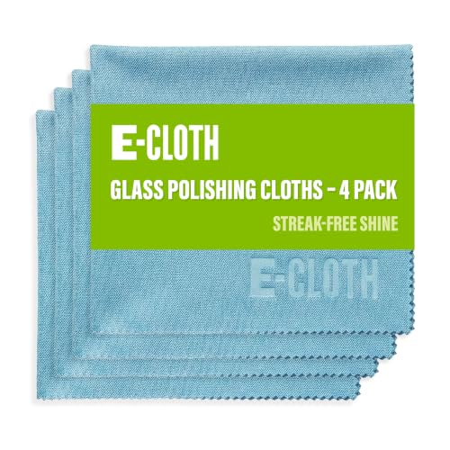 E-Cloth Glass & Polishing Cloth - Microfiber Cleaning Towel Cloth for Windows Cars Mirrors Eyeglasses & More Streak Free Clean Reusable & Machine Washable - Alaskan Blue (4 Pack)