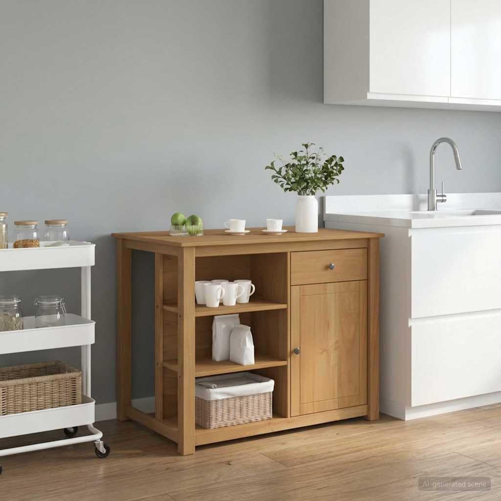 Set di isole da cucina, 2 pezzi, in legno massello di pino e cera