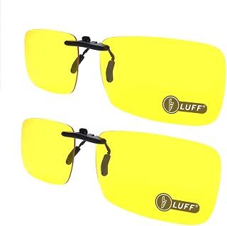 LUFF 2-Pair Polarized/Night Vision Clip on Sunglasses/Myopia Glasses for Driving