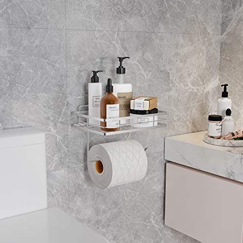 image for FANHAO Toilet Paper Holder with Shelf Adhesive Toilet Roll Holder, No 