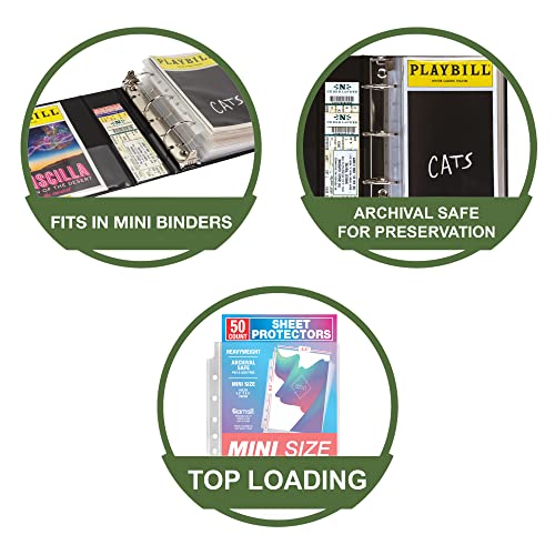 Samsill Mini Sheet Protectors 50 Pack, 5.5 X 8.5 Inch Page Protectors For Mini 3 Ring Binder, Heavy Duty, Clear Protector Sheets, 7 Hole, Top Loading, Acid Free #TOP2