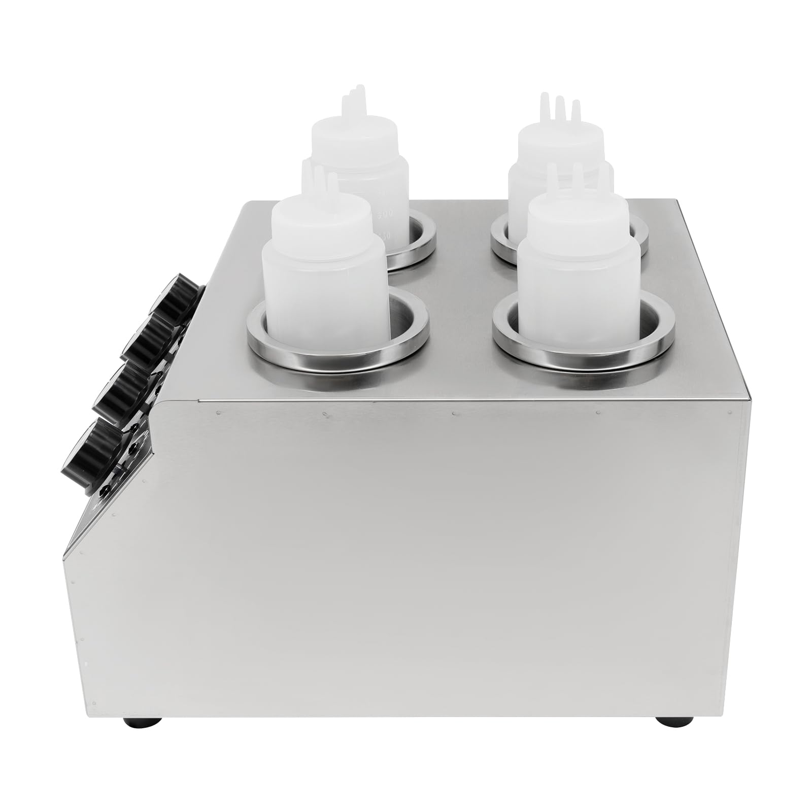 Calentador de salsas eléctrico, dispensador eléctrico de 800 W, calentador de salsas de acero inoxidable con cuatro botellas de salsa de PVC, botella única de 680 ml, salsa de nacho, calentador de