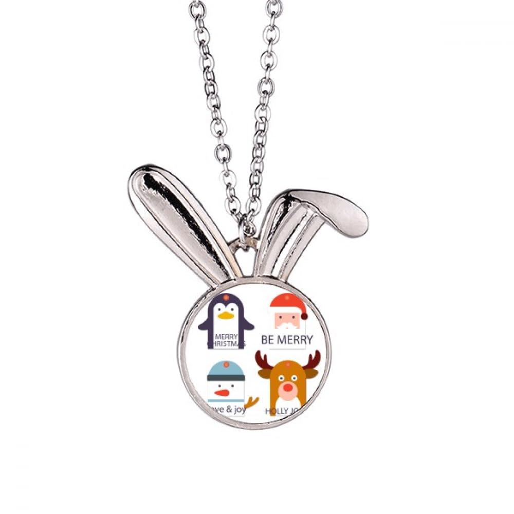 Collier arbre de Noël pendentif renne lapin, cadeau parfait