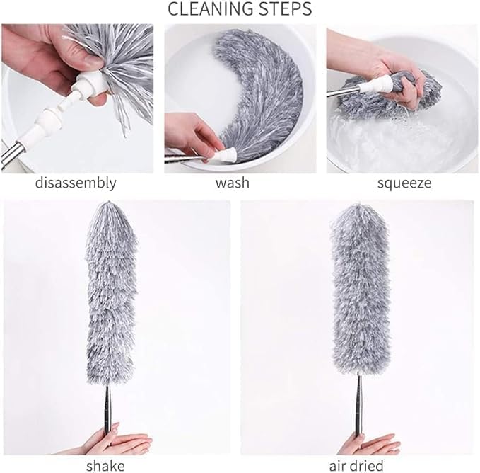 Image of Force24 - Microfiber Feather Duster Bendable & Extendable Fan Cleaning with 100 inches Expandable Pole Handle for High Ceiling Fans,Window Blinds, Furniture (3)