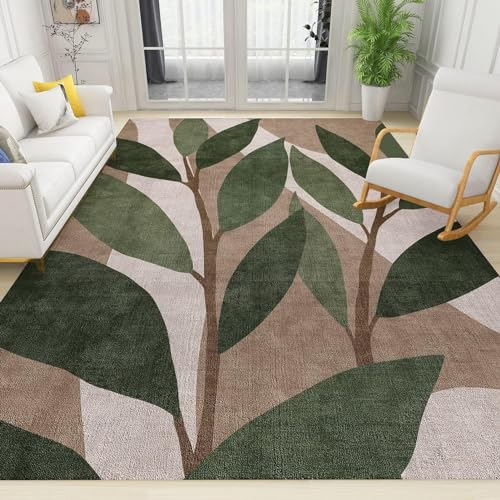 Tapete decorativo de planta tropical verde marrón 6'x9'