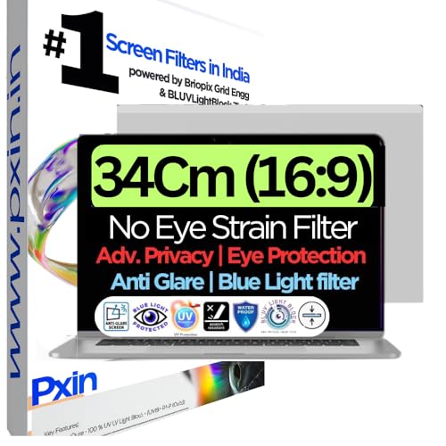 Image of Pxin 34Cm (16:9) Laptop Eye Comfort Shield with Adv Privacy | Anti-Glare | No UV | Anti Blue | Laptop Privacy Filter