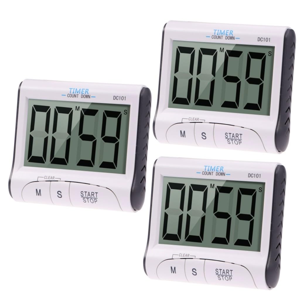 TOPBATHY 3stücke Küchentimer Mit Großem LCD-Display Und Alarm Für Kochzeiten Spiele Und Aktivitäten Countdown Und Alarmfunktion Batteriebetrieben
