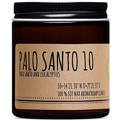 Maison Palo Santo Soy Wax Candle - Palo Santo and Eucalyptus Natural Aromatherapy Smudge Candle, Stress Relief, Chakra Balancing, Meditation, Manifestation and Focus, 4 oz