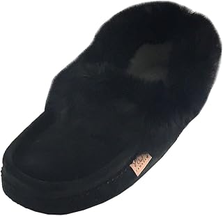 Men's Army Suede Slippers Rabbit Fur Collar Soft Sole Moccasins Slippers