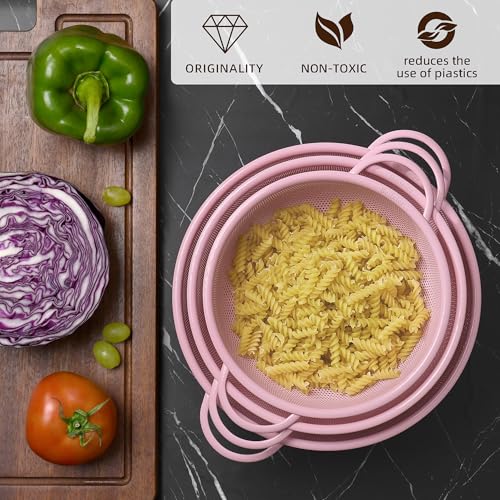 Befare 3PACKSTRAINER Stainless Steel Colander 3 Piece,Metal Strainer Basket With Solid Base And Handles For Kitchen Food,Pasta, Noodles, Vegetables And Fruits,Powder Coated,Bpa Free,Dishwasher Safe,2 & 3 & 4.5 Qt  thumb #3
