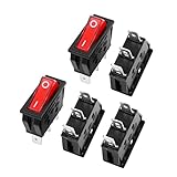 uxcell 5pcs E75 Red Light On/Off SPST Boat Rocker Switch 22A/250V 20A/125V AC UL Listed