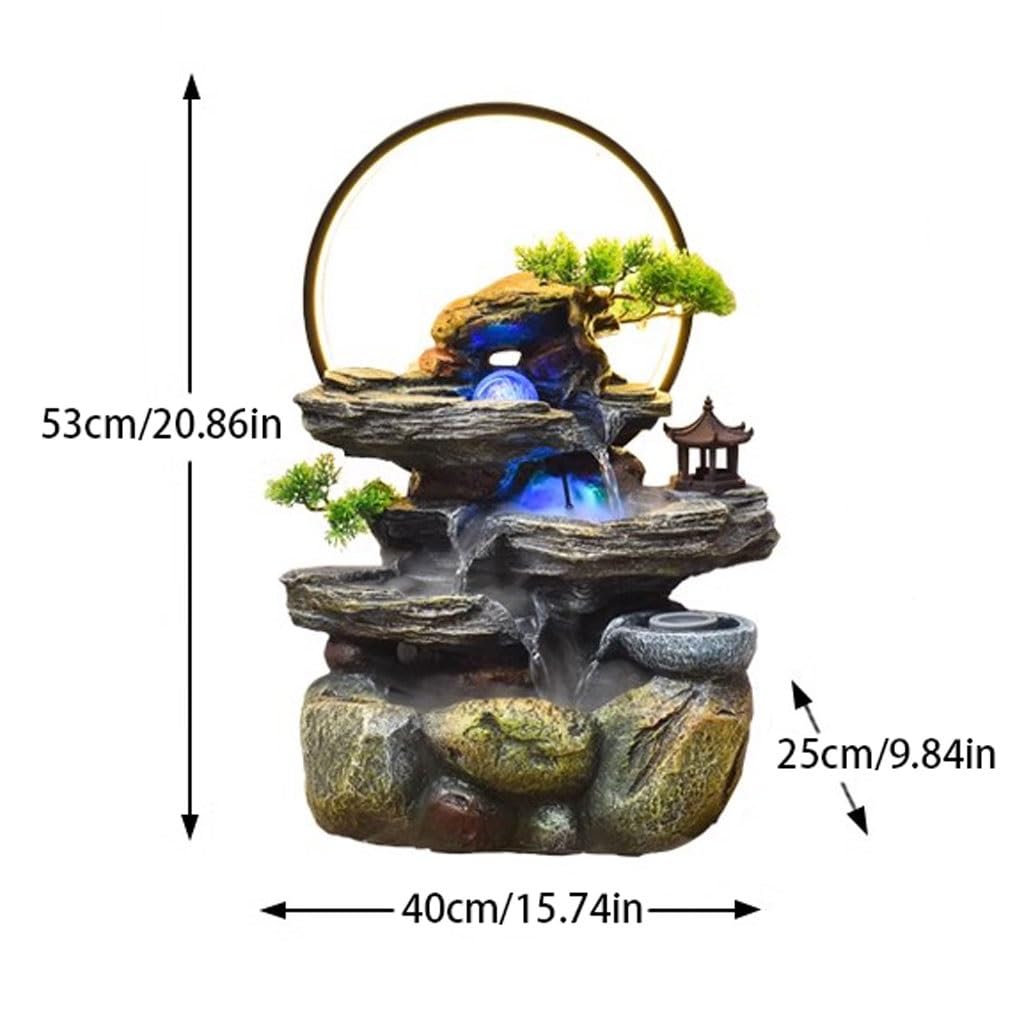 Fuente De Interior Rocalla Agua Corriente Fuente de Escritorio Adornos Agua circulante característica Sala de té Escritorio Fortuna Feng Shui Rueda Fuente De Sobremesa