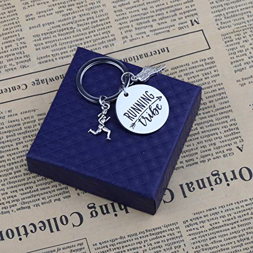 Image of CENWA Cross Country Jewelry Runner Keychain Running Tribe Keychain Group Running Marathon Gift Sole Sister Gift (Running Tribe K)