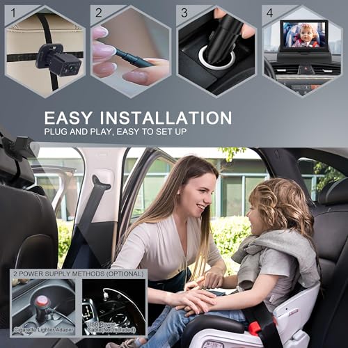 Image of KB46 Baby Car Camera: Rear Facing Infant - HD 720P, 360 Rotating, USB Cable