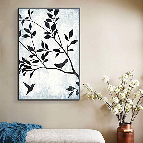 wall26 Framed Canvas Wall Art for Living Room, Bedroom Leaves Illustration Canvas Prints for Home Decoration Ready to Hang - 16x24 inches