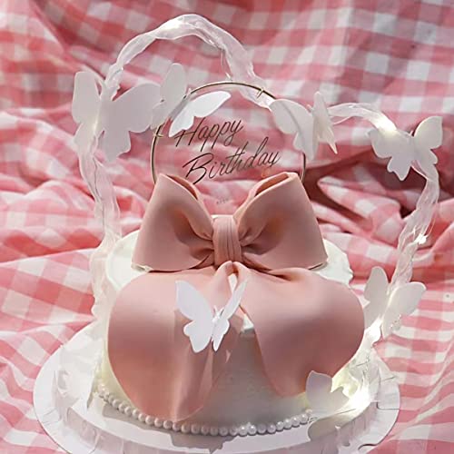 White Butterfly Cake Toppers, 11Pcs Butterfly Cupcake Toppers Happy Birthday Metal Gold Cake Topper For Girls Women's Birthday Cake Party Decorations #TOP5