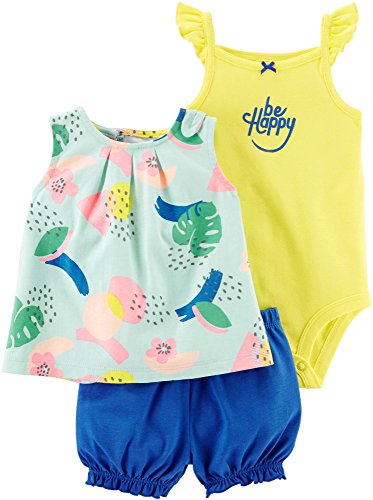 Carter's Baby Girls' Diaper Cover Sets (Tropical/Be Happy, 6 Months)