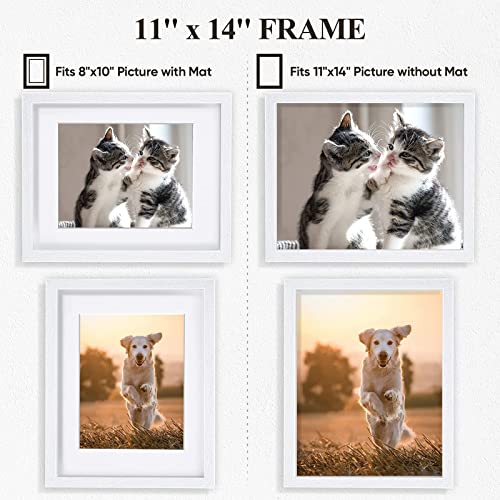 Nacial Picture Frames 11X14 Inch Set Of 4, White Photo Frame Display 8X10 Photo With Mat, Display 11X14 Photo Without Mat, Picture Frames Collage For Wall #TOP3