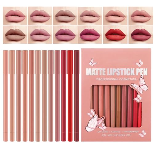Crayons à lèvres mats lot de 12 pièces de rouge à lèvres incollable longue tenue pour femmes