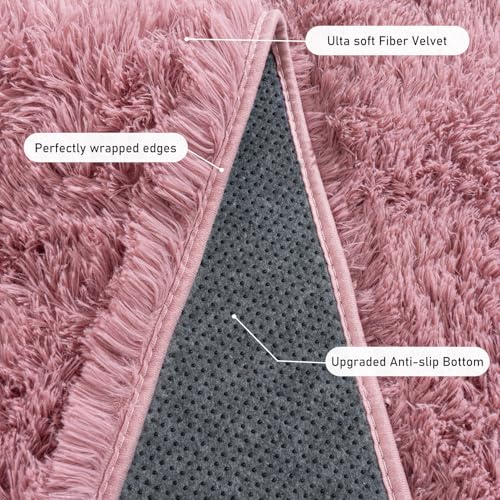 Rugs for Living Room 8x10, Soft Shaggy Modern Shag Area Rug for Bedroom, Upgrade Non-Slip Plush Fluffy Carpet for Kids Boys Girls Room Home Decor Aesthetic, Blush
