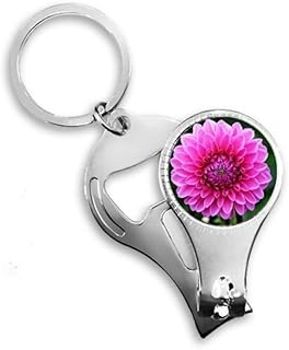 Chaveiro de flores grandes rosa lindas folhas verdes cortador de unhas chaveiro abridor de garrafa