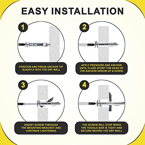 Qualihome HM-14249 Heavy Duty Drywall Anchors And Screws Kit Including Self-Drillingtoggle Anchors & Screws thumb #2