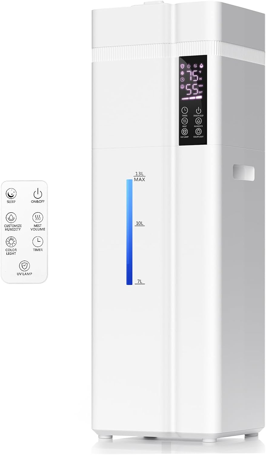 13L/3.43Gal Humidifier Large Room, 800ft² Coverage, 100H Runtime, Auto Humidity Control, Top Fill, Humidifiers for Bedroom, 35dB Quiet, Sleep Mode, Aroma Diffuser, 24H Timer, Auto Shut-off Protection White