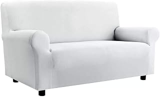 Biancheriaweb - Funda elástica para sofá antimanchas, modelo Zeno, color blanco, 4 plazas, color blanco