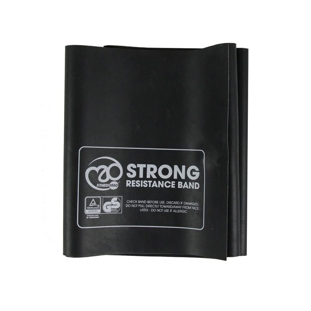 Fitness-Mad Resistance Band Strong 1.5m x 15cm & User Guide - Black
