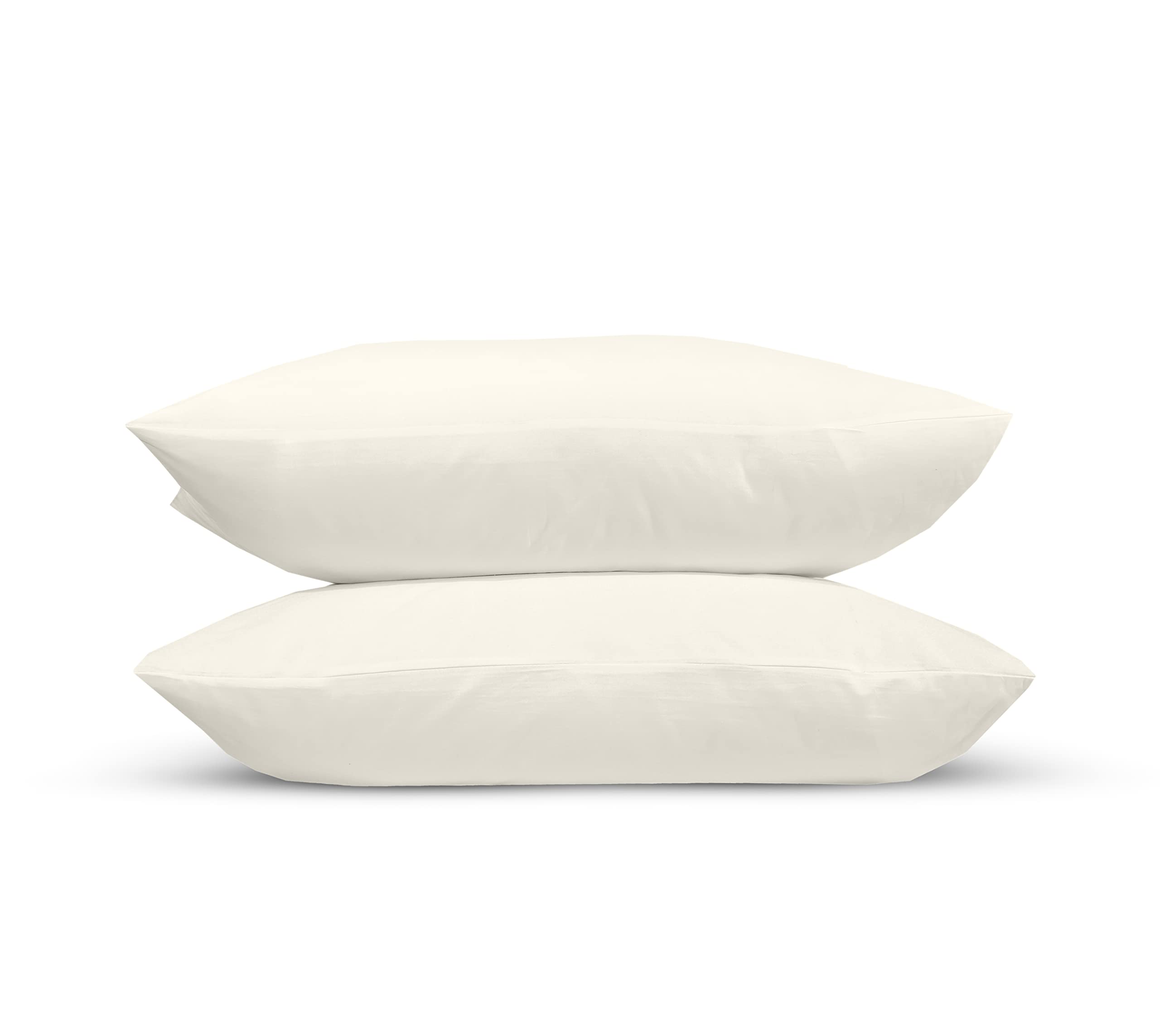 300 Thread Count 100% Pure Egyptian Cotton Pillowcase Pair (Cream, Pair Of Pillowcases: 50x75cm)